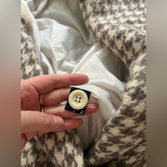 Vintage Wool Houndstooth Bomber Fur Collar Jacket - Picture 7 of 8